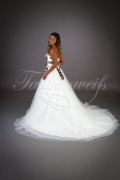 Wedding dress TW0036B - Wedding dress TW0036B A-line tulle brown lace belt beadings train 3