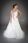 Wedding dress TW0068B - Wedding dress TW0068B A-Line organza red embroidery straps train lace-up style 1