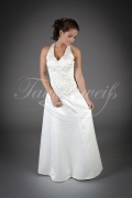 Wedding dress TW0098B - Wedding dress TW0098B modest A-Line satin embroidery neckholder no train zipper buttons 1