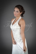 Wedding dress TW0098B - Wedding dress TW0098B modest A-Line satin embroidery neckholder no train zipper buttons 2