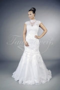 Wedding dress TW0107B - Wedding dress TW0107B mermaid lace tulle with bolero covered back cap sleeves train 1