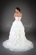 Wedding dress TW0137B - Wedding dress TW0137B taffeta tulle pink lace appliques flowers fairytale lace-up train 3