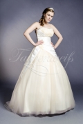 Wedding dress TW0147B - Wedding dress TW0147B ball gown tulle skirt satin lace appliques beadings champagne 1