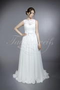 Wedding dress TW0150B - Wedding dress TW0150B chiffon french lace ribbon round neck wide straps 1