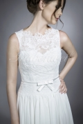 Wedding dress TW0150B - Wedding dress TW0150B chiffon french lace ribbon round neck wide straps 2