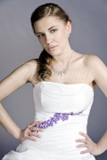 Wedding dress TW0153B - Wedding dress TW0153B A-line taffeta purple lace beadings bicolor train 2