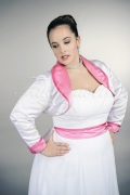 Wedding dress TW0173B - Wedding dress TW0173B plus size XXL tea-length chiffon with bolero pink 2