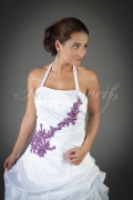 Wedding dress TW0196B - Wedding dress TW0196B A-Line taffeta purple appliques train lace-up style neckholder 2