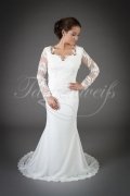 Wedding dress TW0022B - Wedding dress TW0022B mermaid chiffon lace deep back neckline train 1