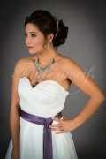 Wedding dress TW0025B - Wedding dress TW0025B organza A-line sweetheart neckline purple belt train 2