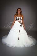Wedding dress TW0036B - Wedding dress TW0036B A-line tulle brown lace belt beadings train 1