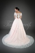 Wedding dress TW0038B - Wedding dress TW0038B pink tattoo lace long sleeves V-neck train buttons 3