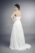 Wedding dress TW0049B - Wedding dress TW0049B modest A-line chiffon pleats short train neckholder halterneck 3