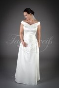 Wedding dress TW0053B - Wedding dress TW0053B modest A-Line satin lace appliques off-the-shoulder no train zipper 1