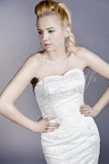 Wedding dress TW0070B - Wedding dress TW0070B mermaid strapless lace beadings modern sensual zipper buttons train 2