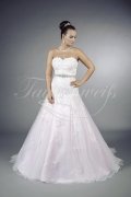 Wedding dress TW0076B - Wedding dress TW0076B A-line pink tulle organza lace beadings crystals beaded waistband train 1