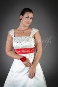 Wedding dress TW0077B - Wedding dress TW0077B red white embroidery beadings fairytale train lace-up 2