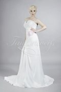 Wedding dress TW0103B - Wedding dress TW0103B taffeta strapless sweetheart beadings 3D flowers sylphlike leg slit train 1