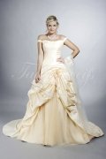 Wedding dress TW0116B - Wedding dress TW0116B taffeta tulle baroque drapings off-shoulder train 1