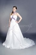 Wedding dress TW0118B - Wedding dress TW0118B organza puple lace appliques necklace train lace-up 1