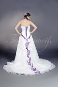 Wedding dress TW0118B - Wedding dress TW0118B organza puple lace appliques necklace train lace-up 3