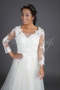Wedding dress TW0122B - Wedding dress TW0122B charming vintage 3/4 sleeves lace tattoo back train 2