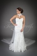 Wedding dress TW0130B - Wedding dress TW0130B mermaid style tulle lace beadings train neck veil 1
