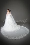 Wedding dress TW0131B - Wedding dress TW0131B A-line tulle lace beadings detachable cape train 3