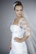 Wedding dress TW0134B - Wedding dress TW0134B taffeta A-line lace sleeves rectangular neckline long train 2
