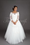 Wedding dress TW0139B - Wedding dress TW0139B princess 3/4-sleeves lace flowers round neck lace sleeves no train 1