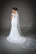 Wedding dress TW0141B - Wedding dress TW0141B mermaid style tulle lace bateau neck train buttons 3