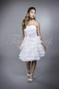 Wedding dress TW0149B - Wedding dress TW0149B short strapless organza multilayer skirt pink flower 1
