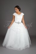 Wedding dress TW0151B - Wedding dress TW0151B princess lace cap sleeves glitter sequins no train 1