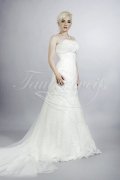Wedding dress TW0152B - Wedding dress TW0152B trumpet style lace straight neckline detachable train 1