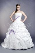 Wedding dress TW0153B - Wedding dress TW0153B A-line taffeta purple lace beadings bicolor train 1