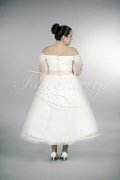 Wedding dress TW0158B - Wedding dress TW0158B tea-length plus size XXL tulle lace pink A-line sleeves 3