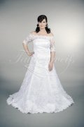 Wedding dress TW0160B - Wedding dress TW0160B A-line plus size XXL off-shoulder Carmen 3/4 sleeves train 1