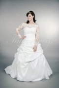 Wedding dress TW0163B - Wedding dress TW0163B A-line plus size XXL taffeta lace bateau neck long sleeves train 1