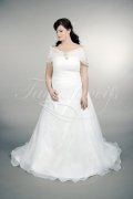 Wedding dress TW0164B - Wedding dress TW0164B A-line plus size XXL organza sweetheart cape train 1