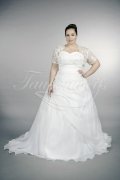 Wedding dress TW0167B - Wedding dress TW0167B A-line plus size XXL organza lace beadings sweetheart with bolero train 1