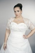 Wedding dress TW0167B - Wedding dress TW0167B A-line plus size XXL organza lace beadings sweetheart with bolero train 2