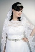 Wedding dress TW0169B - Wedding dress TW0169B A-line plus size XXL chrystal belt lace short sleeves keyhole back train 2