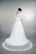 Wedding dress TW0169B - Wedding dress TW0169B A-line plus size XXL chrystal belt lace short sleeves keyhole back train 3