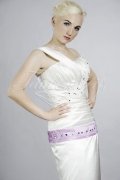 Wedding dress TW0185B - Wedding dress TW0185B silk-like satin purple lavender belt one strap train 2