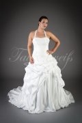 Wedding dress TW0197B - Wedding dress TW0197B A-Line taffeta ruffles pleats lace appliques neckholder train lace-up style 1