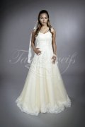 Wedding dress TW0202B - Wedding dress TW0202B A-line two colors cap sleeves keyhole back short train 1