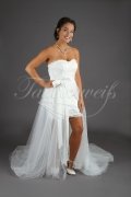 Wedding dress TW0204B - Wedding dress TW0204B front short back long tulle lace civil wedding detachable skirt 2