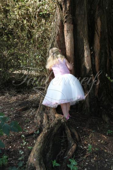 Flower girl dress TW0002BM - Flower girl dress pink ivory tulle taffeta Taubenweiss 3