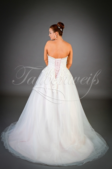 Wedding dress TW0012B - Wedding dress TW0012B light pink blush soft tulle wedding gown beadings 3