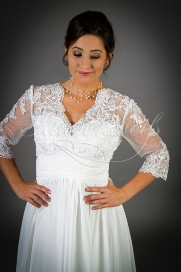 Wedding dress TW0013B - Wedding dress TW0013B short chiffon lace civil wedding plain elegant 2